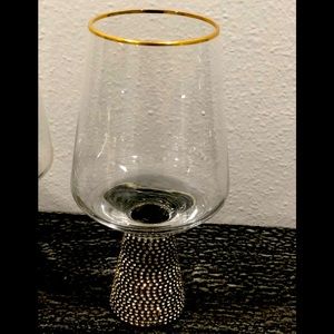 4 gold rim Cellini white wine glasses